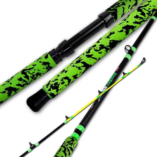 Main image of Catfish Fishing Rods 7'6"/8'6"/10'Green Catfish Rod 1 Piece/2 Piece Portable Travel Catfishing Rod Fishing Catfish Casting/Spinning Rod with Camo Eva Handle