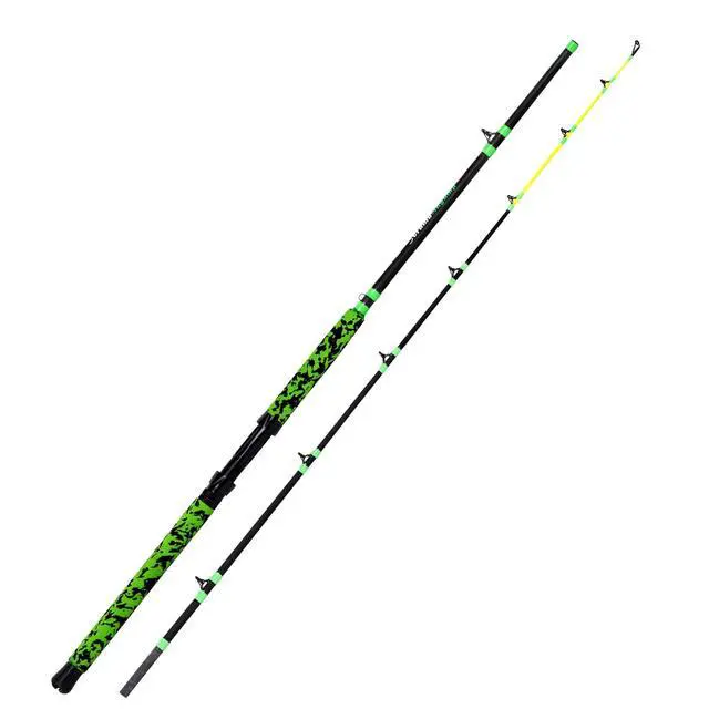 Alt view image 2 of 7 - Catfish Fishing Rods 7'6"/8'6"/10'Green Catfish Rod 1 Piece/2 Piece Portable Travel Catfishing Rod Fishing Catfish Casting/Spinning Rod with Camo Eva Handle
