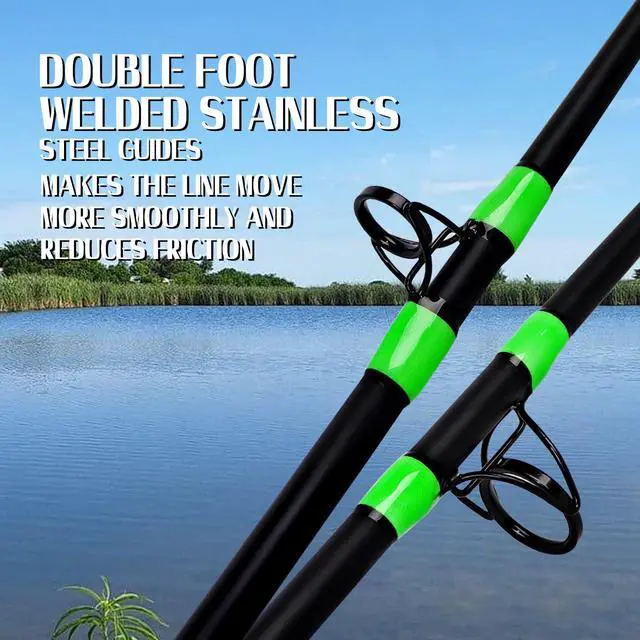 Alt view image 3 of 7 - Catfish Fishing Rods 7'6"/8'6"/10'Green Catfish Rod 1 Piece/2 Piece Portable Travel Catfishing Rod Fishing Catfish Casting/Spinning Rod with Camo Eva Handle