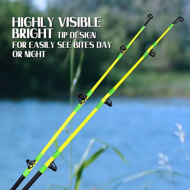 Alt view image 4 of 7 - Catfish Fishing Rods 7'6"/8'6"/10'Green Catfish Rod 1 Piece/2 Piece Portable Travel Catfishing Rod Fishing Catfish Casting/Spinning Rod with Camo Eva Handle