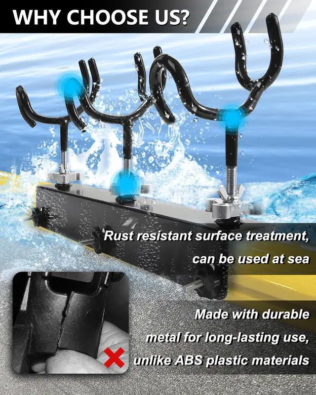 Alt view image 2 of 7 - Boat Track System Rod Holder with Power Lock and Track Adapter - Compatible with Most Kayak Tracks - 360-Degree Adjustable Rotation and ALOCK Rod Secure Rig