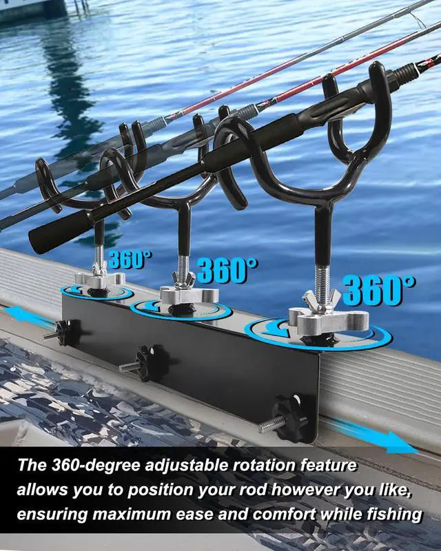 Alt view image 4 of 7 - Boat Track System Rod Holder with Power Lock and Track Adapter - Compatible with Most Kayak Tracks - 360-Degree Adjustable Rotation and ALOCK Rod Secure Rig