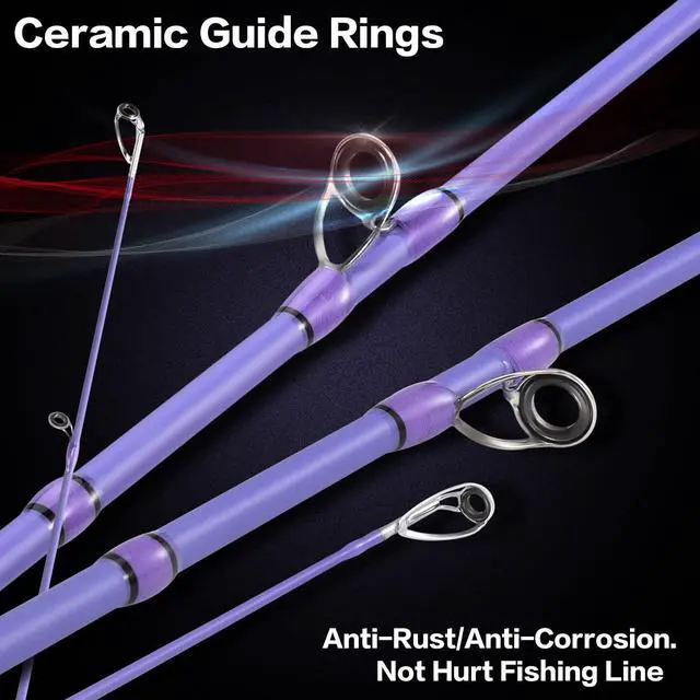 Alt view image 2 of 7 - VoidFlare Performance Spinning & Casting Fishing Rod, Lightweight IM6 Graphite with Hook Keeper, EVA Grip