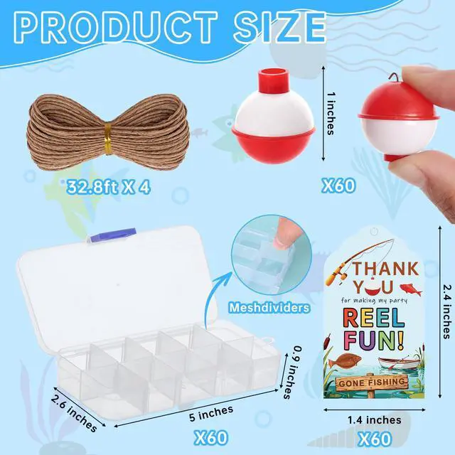 Alt view image 2 of 7 - 30 Pieces Fishing Party Favors Little Candy Tackle Boxes with Red White Floater Thank You Cards for Making Fishing Themed Birthday Party Decorations (30 PCS)
