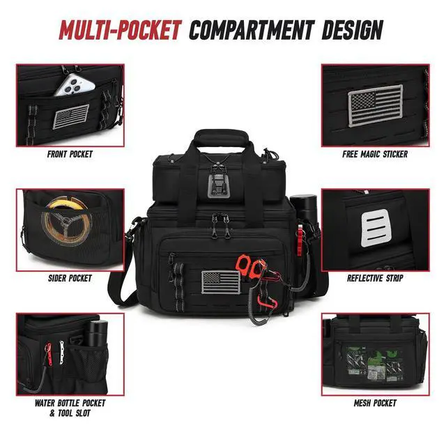 Alt view image 2 of 6 - Fishing Tackle Bag, Equipped With 4 Tackle Boxes and Detachable Reel Storage Pouch, Waterproof Fishing Gear Organizer, Adjustable Shoulder Strap Fishing Bags for Saltwater & Freshwater