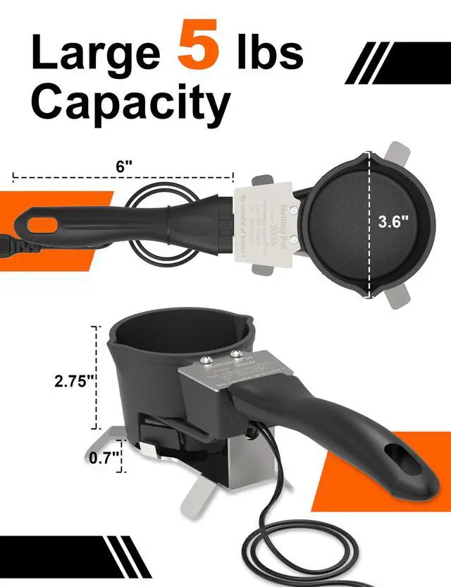 Alt view image 3 of 7 - Electric Lead Melting Pot 5lb for Fishing Sinkers | Electric Lead Melting Pot, 5LB for Fishing Weights & Bullet Casting, 500W Fast Heating, 750°F, Lead & Tin, Pouring Spout