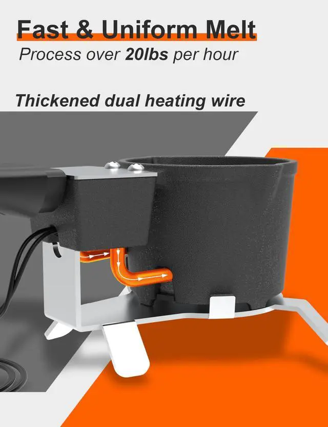 Alt view image 5 of 7 - Electric Lead Melting Pot 5lb for Fishing Sinkers | Electric Lead Melting Pot, 5LB for Fishing Weights & Bullet Casting, 500W Fast Heating, 750°F, Lead & Tin, Pouring Spout