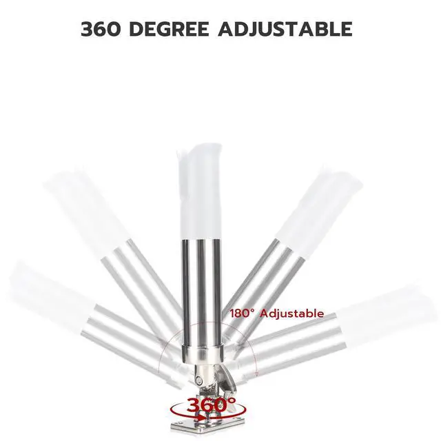 Alt view image 3 of 7 - 2-Pack Stainless Steel Fishing Rod Holder | 360° Rotating Deck Mount | 1.8" Rod Compatibility | Trolling Rod Holder for Boats, Yachts & Kayaks