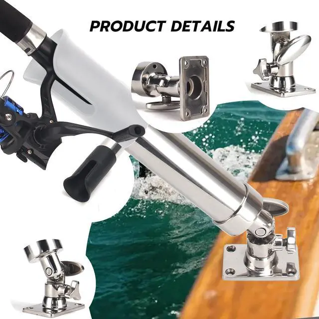 Alt view image 5 of 7 - 2-Pack Stainless Steel Fishing Rod Holder | 360° Rotating Deck Mount | 1.8" Rod Compatibility | Trolling Rod Holder for Boats, Yachts & Kayaks