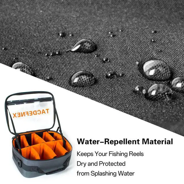 Alt view image 3 of 7 - Waterproof Fishing Reel Case with 8 Shockproof Compartments Portable Tackle Organizer for Spinning, Baitcasting, Spincast & Fly Reels Holds more than 10 Reels