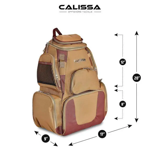 Alt view image 2 of 7 - Calissa Offshore Rolling Fishing Tackle Box with Wheels, Waterproof Fishing Backpack with Rod Holders Storage Bag Roller