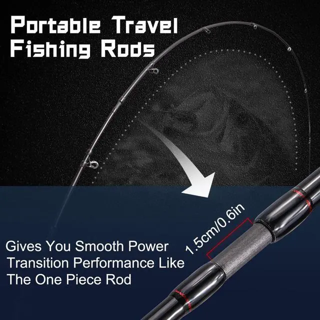 Alt view image 5 of 7 - Fishing Rods, Spinning Rods and Casting Fishing Rods, with Full Carbon Fiber Handle, 24T Carbon Fiber 2PCS Fishing Pole for Long Casting Bass, Trout, Panfish