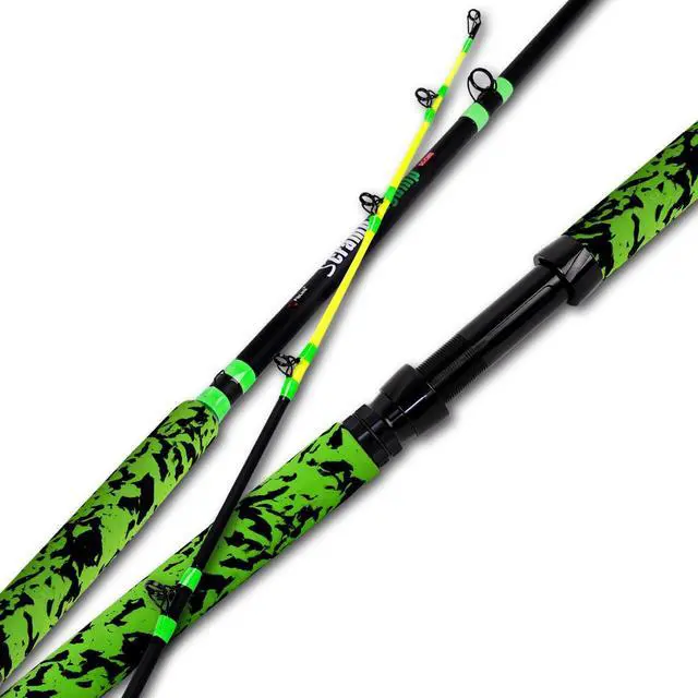 Main image of Catfish Fishing Rods 7'6"/8'6"/10'Green Catfish Rod 1 Piece/2 Piece Portable Travel Catfishing Rod Fishing Catfish Casting/Spinning Rod with Camo Eva Handle