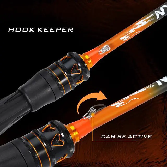Alt view image 7 of 7 - IM6 Graphite Fishing Rod 2-Piece Casting & Spinning Rod, Stainless Steel Guides with Zirconium Rings, EVA & SuperPolymer Split Handle,Hook Keeper for Bass Walleye Pike