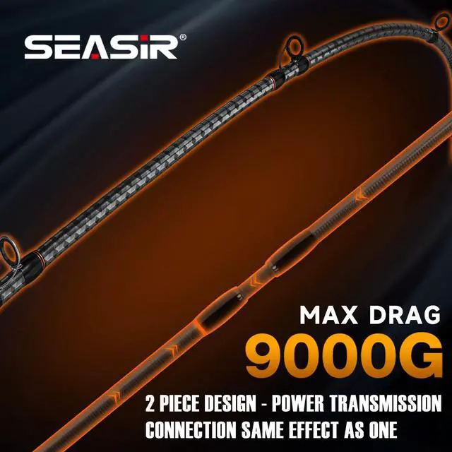 Alt view image 3 of 7 - CastX Medium Heavy Fishing Rod, ML 2 Piece | Saltwater Freshwater Baitcaster Rod, Fast Action, 40T Carbon Fiber, EVA & Cork Grip, Zirconia Ring