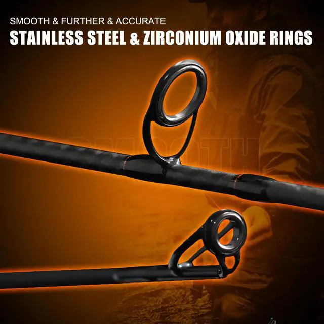 Alt view image 5 of 7 - CastX Medium Heavy Fishing Rod, ML 2 Piece | Saltwater Freshwater Baitcaster Rod, Fast Action, 40T Carbon Fiber, EVA & Cork Grip, Zirconia Ring