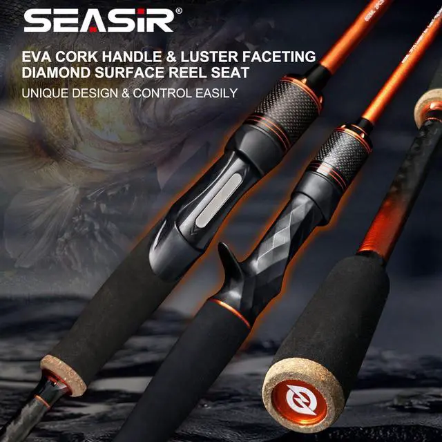 Alt view image 2 of 7 - CastX Medium Heavy Fishing Rod, ML 2 Piece | Saltwater Freshwater Baitcaster Rod, Fast Action, 40T Carbon Fiber, EVA & Cork Grip, Zirconia Ring