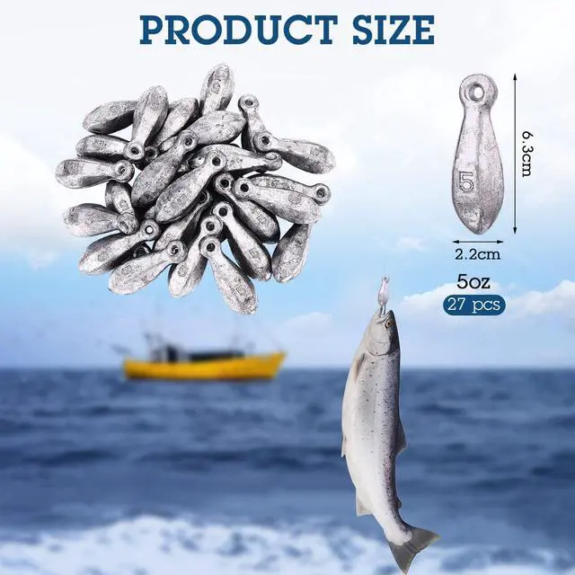 Alt view image 2 of 7 - 27 Pcs Bank Sinker Fishing Sinkers Weights Bank Weights for Ocean Saltwater Freshwater Surf Bass Catfish Fishing Casting Gear Tackle