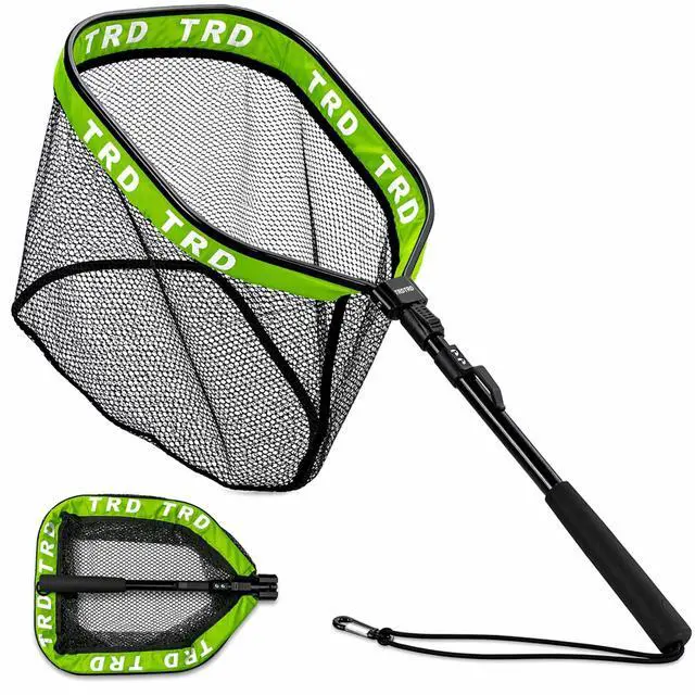 Main image of AluFloat X1 Fishing Net with Handle (Fish Net) - Floating Foldable Rubber-Coated Deep Mesh Landing Net for Bass & Fly Fishing - Fishing Gear, Kayak Accessories, Fishing Accessories