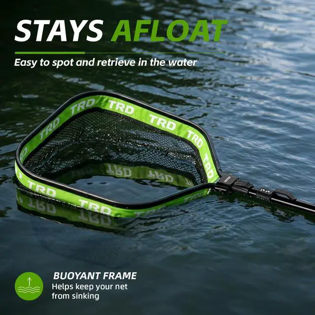 Alt view image 3 of 7 - AluFloat X1 Fishing Net with Handle (Fish Net) - Floating Foldable Rubber-Coated Deep Mesh Landing Net for Bass & Fly Fishing - Fishing Gear, Kayak Accessories, Fishing Accessories