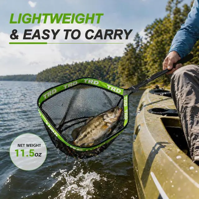 Alt view image 7 of 7 - AluFloat X1 Fishing Net with Handle (Fish Net) - Floating Foldable Rubber-Coated Deep Mesh Landing Net for Bass & Fly Fishing - Fishing Gear, Kayak Accessories, Fishing Accessories