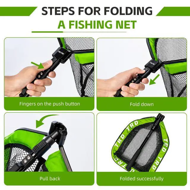 Alt view image 6 of 7 - AluFloat X1 Fishing Net with Handle (Fish Net) - Floating Foldable Rubber-Coated Deep Mesh Landing Net for Bass & Fly Fishing - Fishing Gear, Kayak Accessories, Fishing Accessories