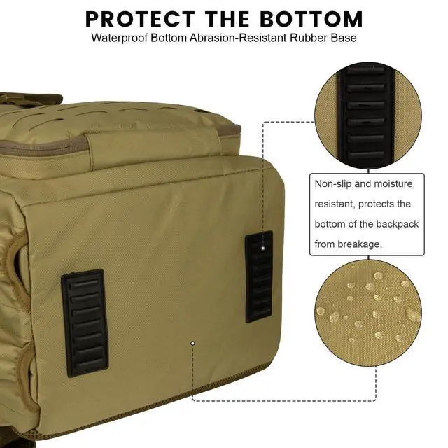 Alt view image 7 of 7 - Fishing Backpack with Rod Holders & Cooler, 40L Fishing Tackle Bag Fishing Tackle Storage Backpack Fishing Gear for Camping, Khaki
