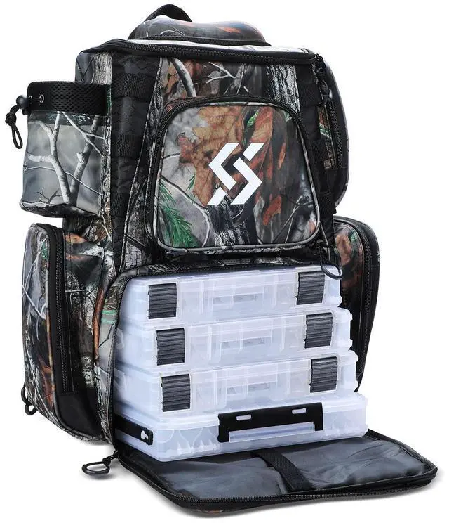 Main image of Fishing Tackle Backpack Waterproof Tackle Bag Storage with 4 Trays Tackle Box