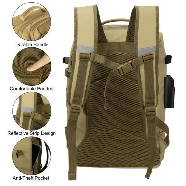 Alt view image 6 of 7 - Fishing Backpack with Rod Holders & Cooler, 40L Fishing Tackle Bag Fishing Tackle Storage Backpack Fishing Gear for Camping, Khaki