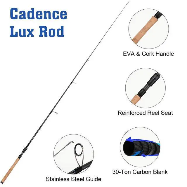 Alt view image 2 of 6 - 2 Piece Spinning Rod, 6.6-7 Feet Travel Fishing Rod - Both Use in Day Nighttime with 30-Ton Carbon Blank Easy to Use for Various Inland Lake