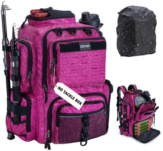 Main image of Fishing Backpack,900D Water-Resistant Tackle Backpack with Rod Holders,45L Large Fishing Bag Storage Gear Tackle Bag with Rain Cover,Bottle Holder for Travel Camping Hiking(Without Tackle Box)