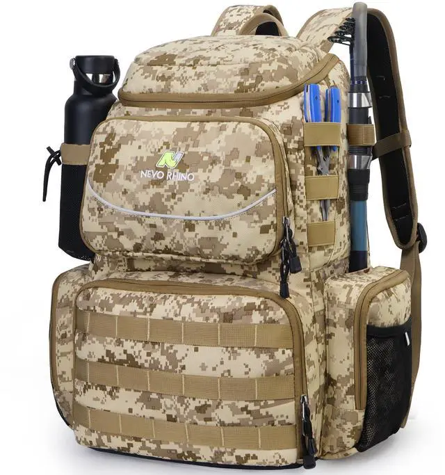 Main image of Fishing Tackle Backpack with Rod Holders, 40L Large Fishing Bag with Waterproof Rain Cover,Outdoor Tackle Bag