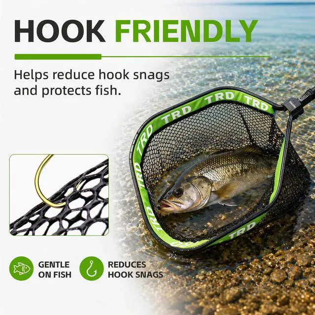 Alt view image 4 of 7 - AluFloat X1 Fishing Net with Handle (Fish Net) - Floating Foldable Rubber-Coated Deep Mesh Landing Net for Bass & Fly Fishing - Fishing Gear, Kayak Accessories, Fishing Accessories