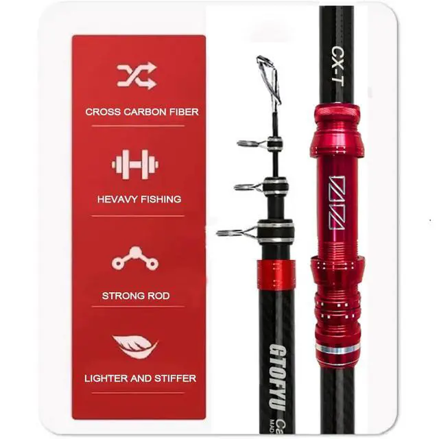 Alt view image 2 of 7 - Telescopic Fishing Rod, Carbon Fiber Travel Surf Rod, Spinning Power Lure 2-9Oz, 20-50LBMedium-Heavy Throwing Surfcasting Baitcasting Pole, Distance Throwing Fishing Rod
