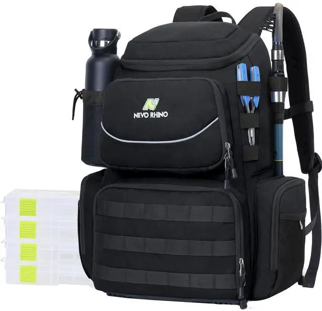 Main image of Fishing Tackle Backpack with Rod Holders, 40L Large Fishing Bag with Waterproof Rain Cover,Outdoor Tackle Bag