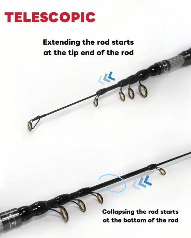 Alt view image 6 of 7 - Telescopic Fishing Rod - Lightweight 42T Carbon Fiber Portable Travel Rod for Freshwater River Fishing, Beginner & Kid Friendly 5.9ft/6.9ft/7.9ft/8.9ft/9.9ft/10.9ft