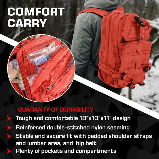 Alt view image 4 of 7 - Rucksack Assault Trauma Tactical Kit Feat. SOF Tourniquet, Chest Seals, Clotting Gauze Red