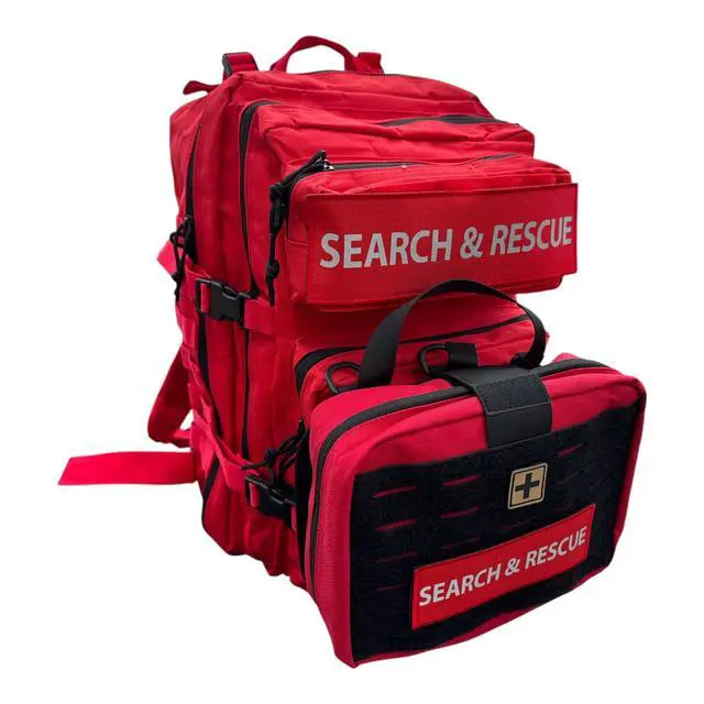 Alt view image 2 of 7 - Crusader Medical Backpack Tactial First Aid Backpack (Red)
