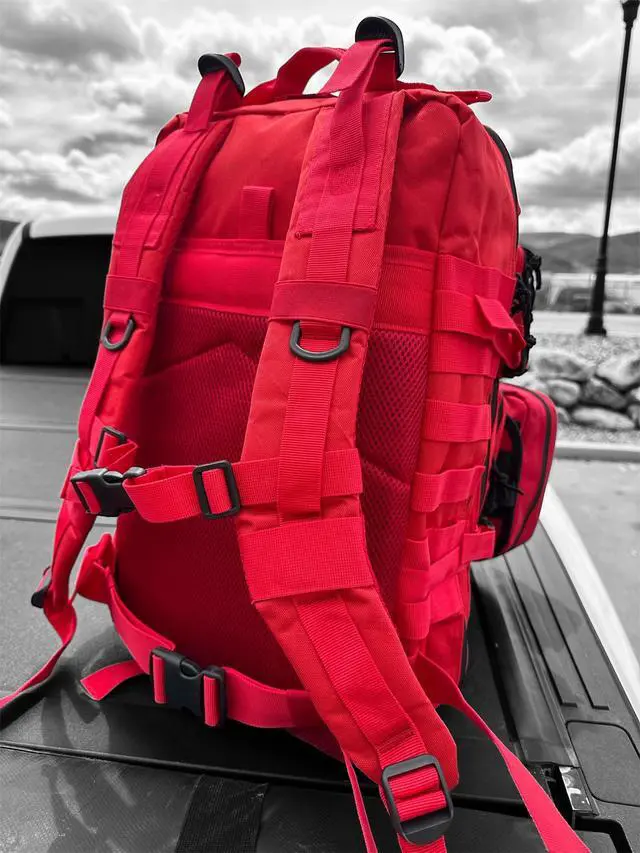 Alt view image 6 of 7 - Crusader Medical Backpack Tactial First Aid Backpack (Red)