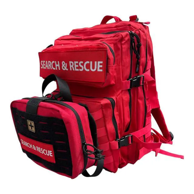 Alt view image 7 of 7 - Crusader Medical Backpack Tactial First Aid Backpack (Red)