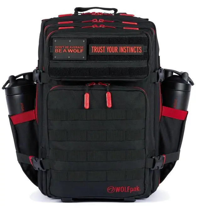 Main image of 45L Athletic Gym Backpack (Red Wolf) Durable 1000D Waterproof Oxford Material with MOLLE Webbing, Laptop Pocket & Dual Cup Holders, Durable Fitness/Travel/Military Daypack
