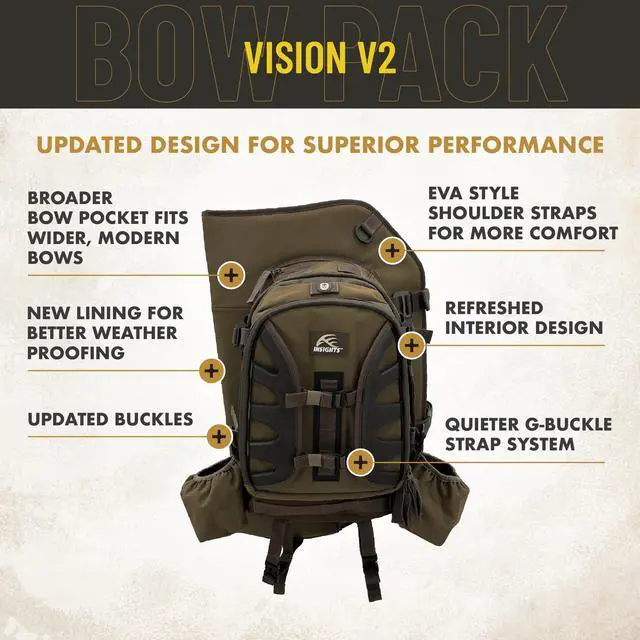 Alt view image 2 of 7 - Insights Hunting The V2 Vision Bow Pack, Camouflaged Hunting Pack