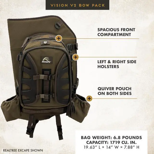 Alt view image 5 of 7 - Insights Hunting The V2 Vision Bow Pack, Camouflaged Hunting Pack