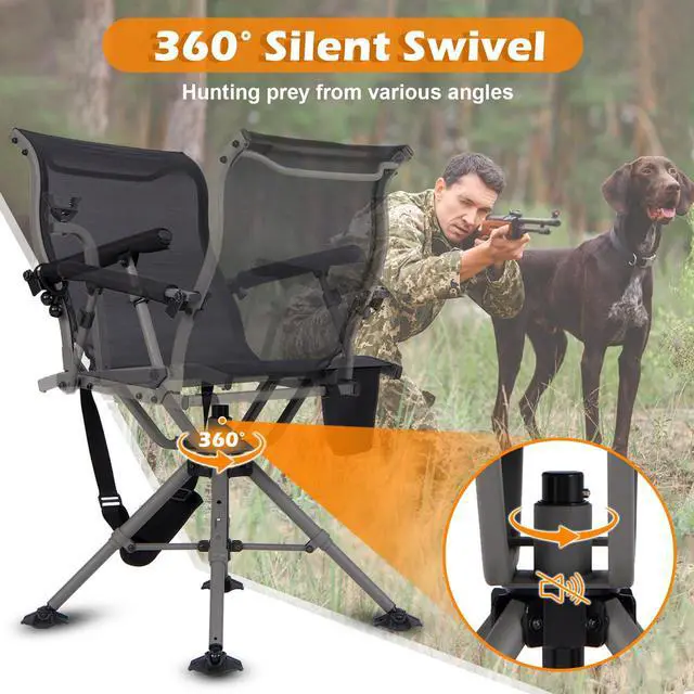 Alt view image 2 of 7 - Moccha Hunting Chair with Gun Rest - 360° Swivel Camo Blind Chair with Adjustable Shooting Rest