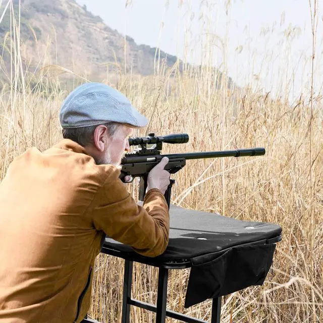Alt view image 2 of 7 - Foldable Shooting Table Seat Set, Height Adjustable Hunting Gun Rest Table Shooting Bench Set for Outdoor Range