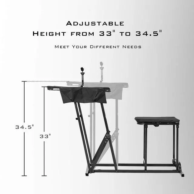 Alt view image 4 of 7 - Foldable Shooting Table Seat Set, Height Adjustable Hunting Gun Rest Table Shooting Bench Set for Outdoor Range