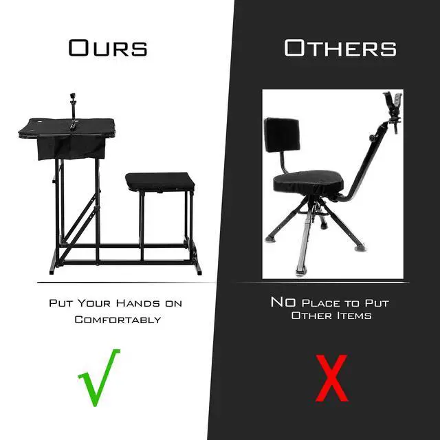 Alt view image 5 of 7 - Foldable Shooting Table Seat Set, Height Adjustable Hunting Gun Rest Table Shooting Bench Set for Outdoor Range