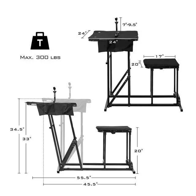 Alt view image 7 of 7 - Foldable Shooting Table Seat Set, Height Adjustable Hunting Gun Rest Table Shooting Bench Set for Outdoor Range