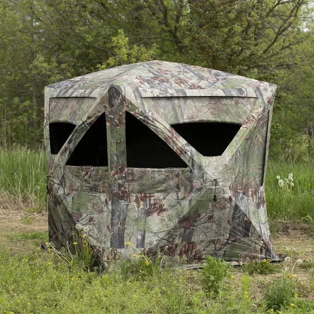 Alt view image 4 of 7 - Barronett Big Cat Ground Hunting Blind, 3 Person Pop Up Portable, Backwoods Camo BC350BW