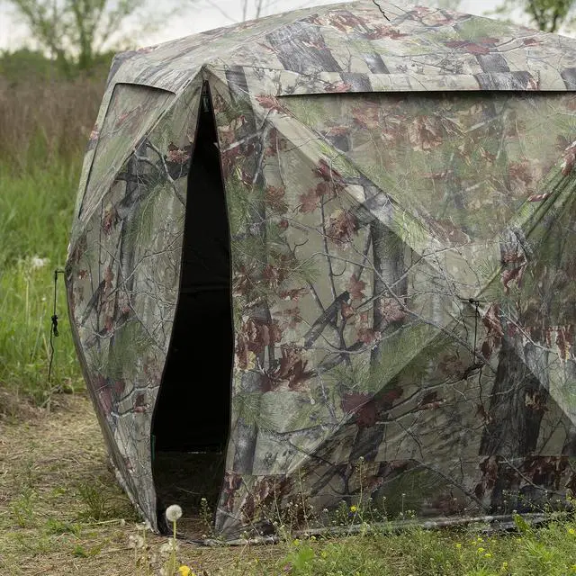 Alt view image 5 of 7 - Barronett Big Cat Ground Hunting Blind, 3 Person Pop Up Portable, Backwoods Camo BC350BW